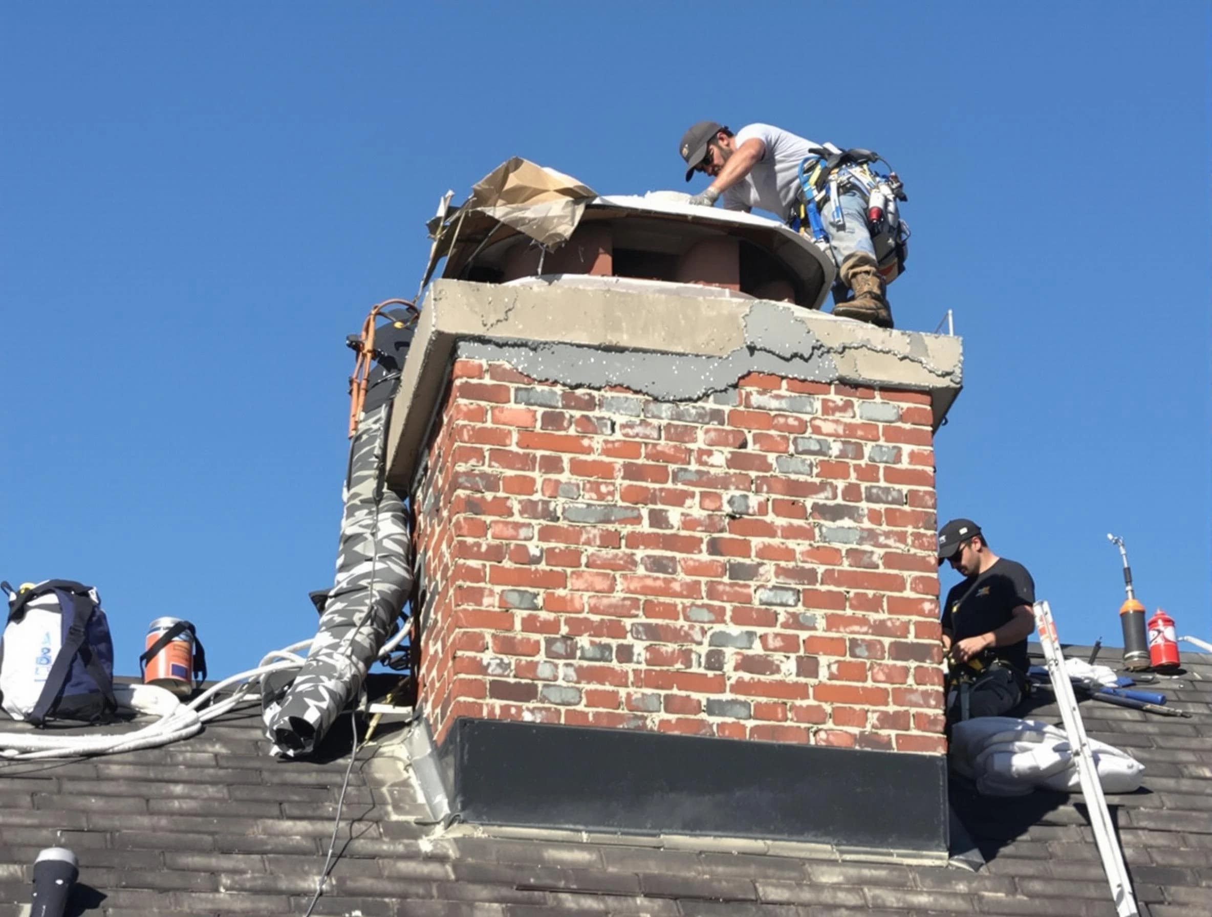 Fairmount Chimney Sweep installing a custom chimney crown in Fairmount, CO