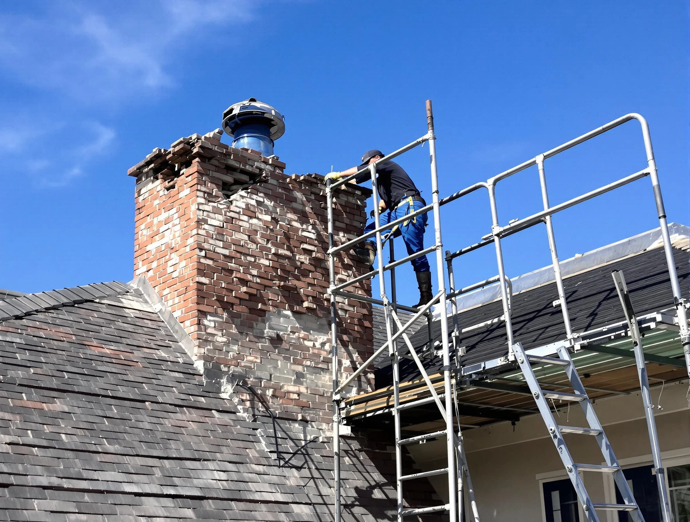 Rebuilding a chimney structure by Fairmount Chimney Sweep in Fairmount, CO
