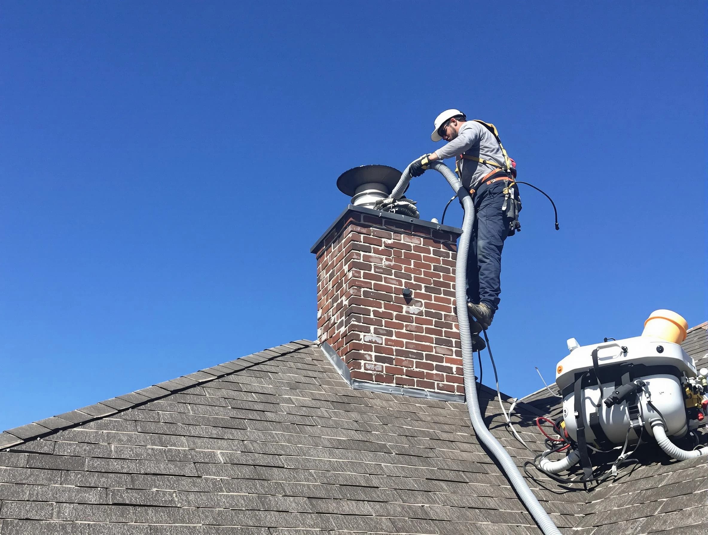 Dedicated Fairmount Chimney Sweep team member cleaning a chimney in Fairmount, CO