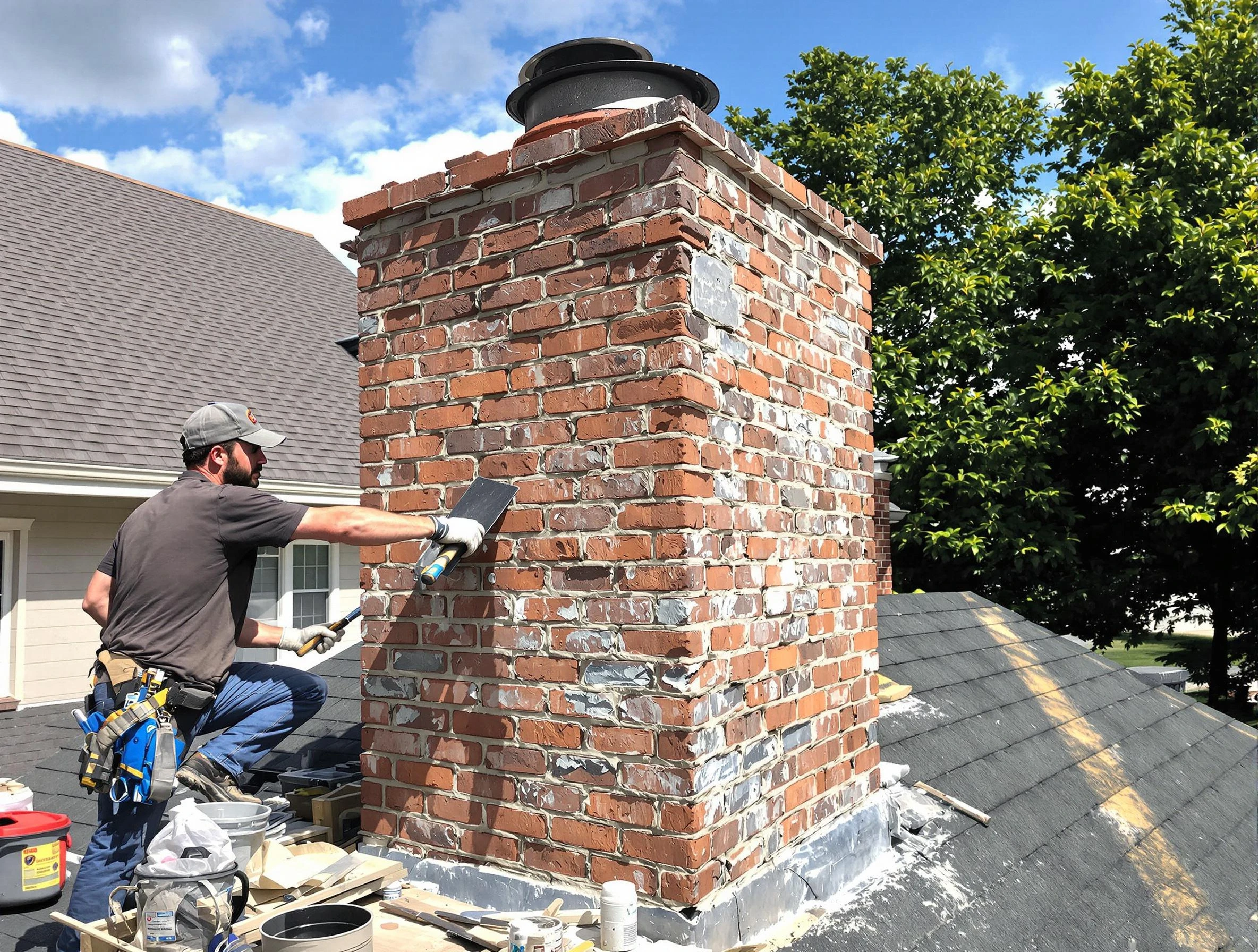 Completed chimney rebuild by Fairmount Chimney Sweep in Fairmount, CO