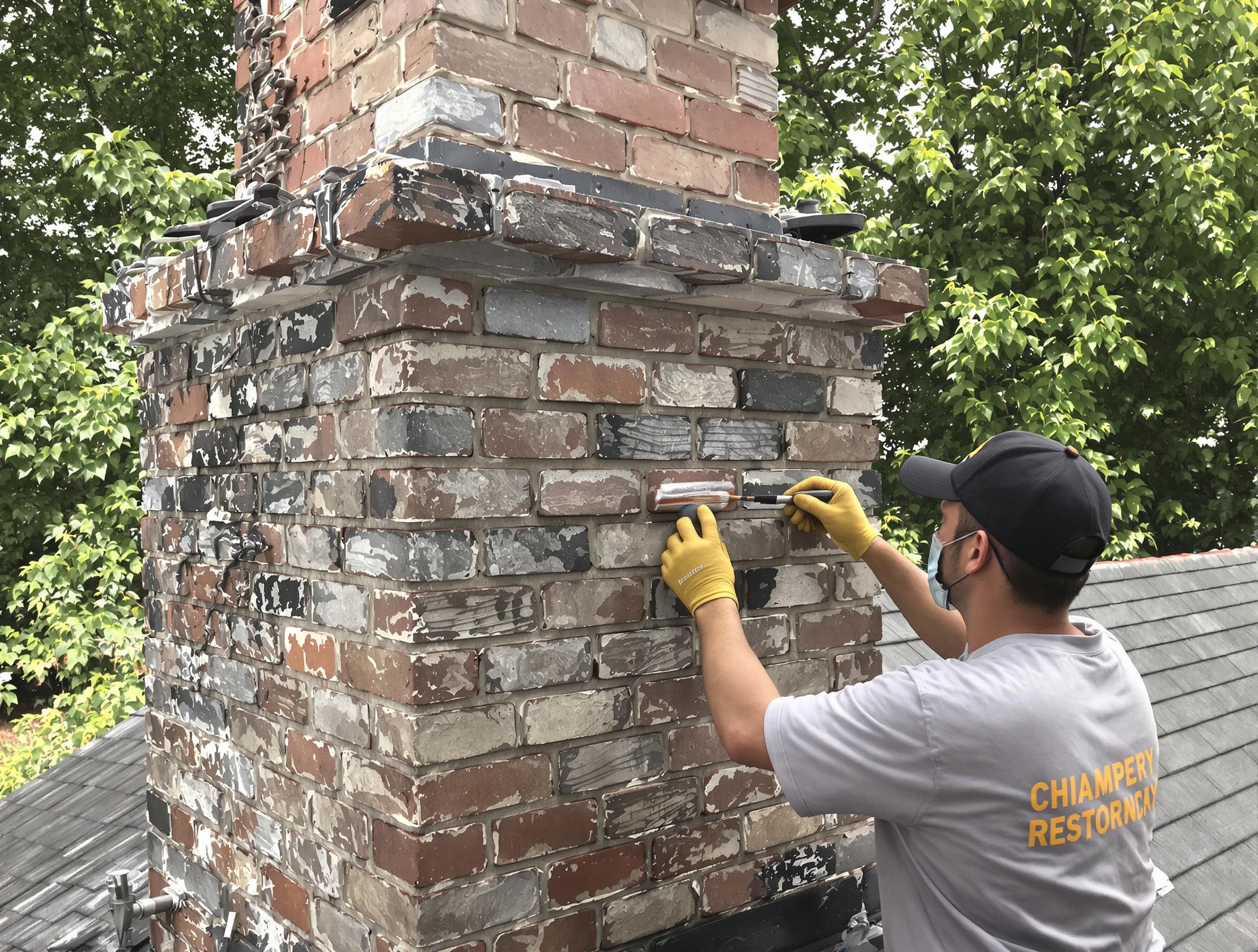 In-progress chimney restoration by Fairmount Chimney Sweep in Fairmount, CO